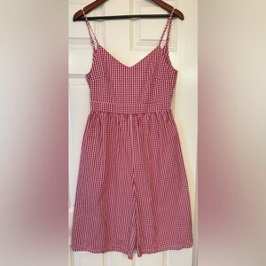 The Vintage Shop Red White Gingham Tie Back pin up style Jumpsuit Size Medium